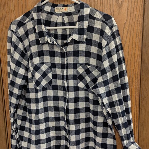 Ruff Hewn Check Plaid Black and White Shirt- Grunge, Casual Style, Streetwear XL - Picture 1 of 6
